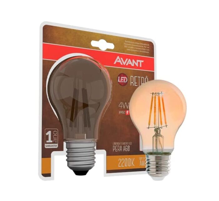 LAMPADA LED RETRO PERA A60 E27 4W 2200K 127V AVANT
